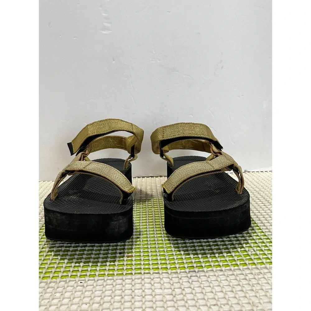 Teva Midform Universal Sandals Women's 9 Metallic Gold Champagne Platform GOOD